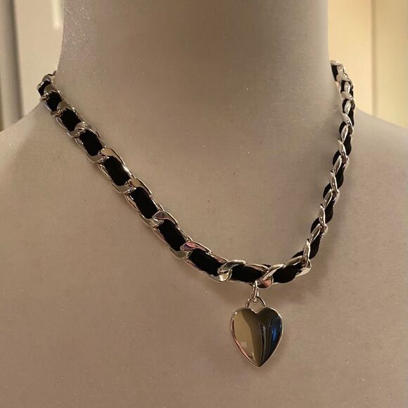Charter Club Black & Silver Heart Necklace - Picture 1 of 6